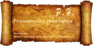Pozsegovits Henrietta névjegykártya